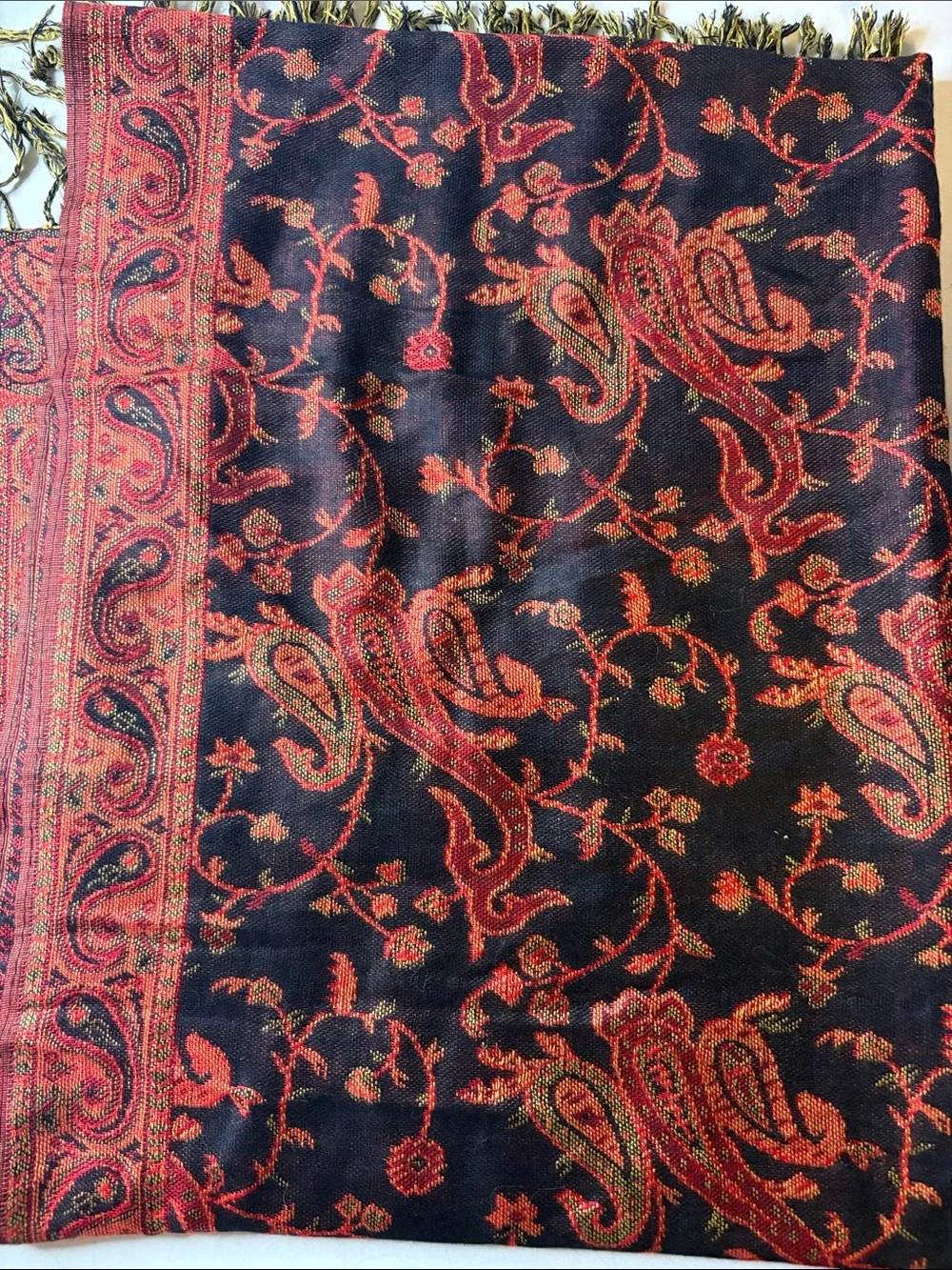 Pashmina Paisley Fringe Scarf/Shawl | EUC | OS